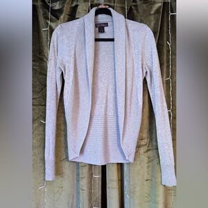 JJ Basics Light Gray Open-Front Ribbed Cardigan